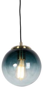 Inteligentna lampa wisząca mosiężna z oceaniczno-niebieskim szkłem 20 cm z WiFi ST64 - Pallon