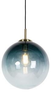Inteligentna lampa wisząca mosiężna z oceanicznie niebieskim szkłem 33 cm z WiFi ST64 - Pallon