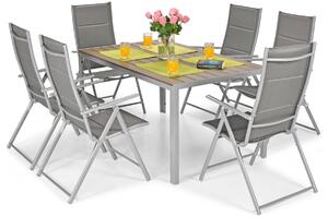 Zestaw mebli ogrodowych stół 6 składanych krzeseł Modena srebrny
