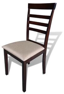Krzesła stołowe, 8 szt., brązowo-kremowe, lite drewno i tkanina