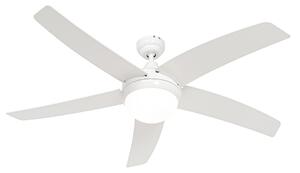 Inteligentny wentylator sufitowy biały z drewnianym nadrukiem 132 cm z LED z możliwością ściemniania z pilotem - Cool