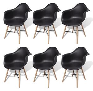 Krzesła stołowe, 6 szt., czarny plastik i drewno bukowe