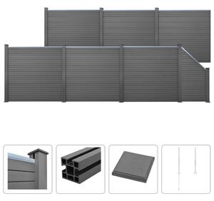 Ogrodzenie WPC, 6 paneli kwadratowych+1 skośny, 1147x187, szare