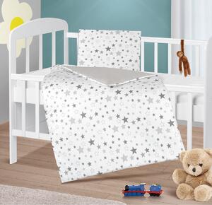 Bellatex Dziecięcy zestaw poduszki i kołdry Gwiazdy szary, 75 x 100 cm, 42 x 32 cm
