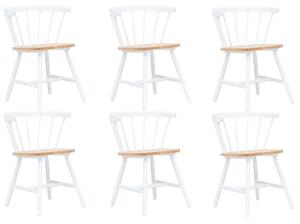 Krzesła stołowe, 6 szt., biały i jasny brąz, drewno kauczukowca