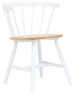 Krzesła stołowe, 6 szt., biały i jasny brąz, drewno kauczukowca