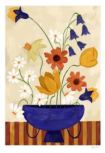 Plakat 30x40 cm Colourful Bunch in Blue Vase – Frankie Penwill – The Poster Club