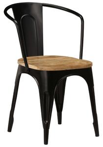 Krzesła do jadalni, 6 szt., czarne, lite drewno mango