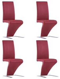 Krzesła o zygzakowatej formie, 4 szt., czerwone, sztuczna skóra
