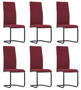 Krzesła stołowe, wspornikowe, 6 szt., czerwone wino, tkanina