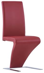 Krzesła o zygzakowatej formie, 6 szt., czerwone, sztuczna skóra