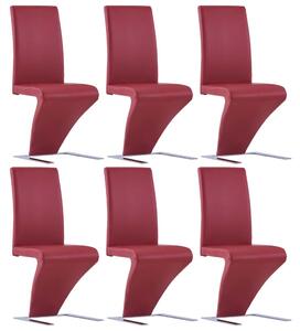 Krzesła o zygzakowatej formie, 6 szt., czerwone, sztuczna skóra