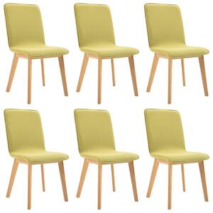 Krzesła stołowe, 6 szt., zielone, tkanina i lity dąb