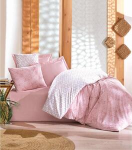 Biało-różowa pościel jednoosobowa z bawełny renforcé 140x200 cm Soft Geometry – Mila Home Luxury