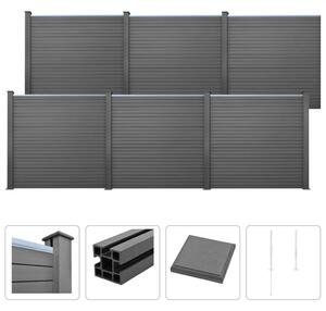 Ogrodzenie z WPC, 6 paneli kwadratowych, 1053 x 187 cm, szare
