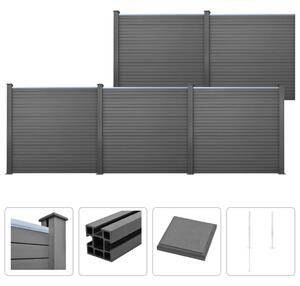 Ogrodzenie z WPC, 5 paneli kwadratowych, 879 x 187 cm, szare