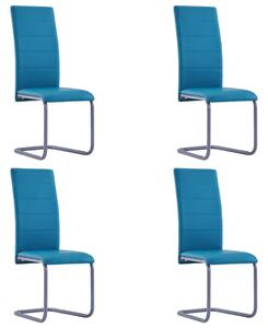 Krzesła stołowe, wspornikowe 4 szt., niebieskie, sztuczna skóra
