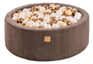Brązowy sztruksowy basen z kulkami ø 90x30 cm Montessori – Meowbaby