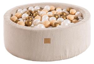 Kremowy sztruksowy basen z kulkami ø 90x30 cm Montessori – Meowbaby