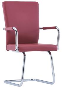 Krzesła stołowe, wspornikowe, 6 szt., czerwone, sztuczna skóra
