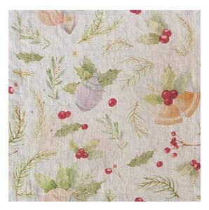 Świąteczny lniany obrus Linen Tales Jingle Bells, 140x140 cm