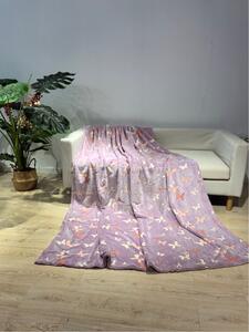 Świecący koc z mikroflaneli MOTYLE 150x200 cm fioletowy