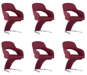 Krzesła stołowe, 6 szt., winna czerwień, sztuczna skóra