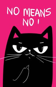 Ilustracja Black Cat with grumpy face saying, Marianna Pashchuk