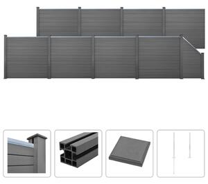 Ogrodzenie WPC, 8 paneli kwadratowych+1 skośny, 1495x187, szary