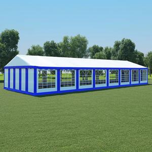 Namiot ogrodowy z PVC, 6 x 16 m, niebiesko-biały