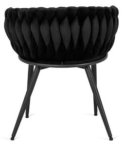 Czarne plecione krzesło z podłokietnikami - Hado