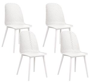 Zestaw 4 krzeseł do jadalni kuchni syntetyczny plastikowe ażurowe oparcie styl nowoczesny minimalistyczny biały Emory Beliani