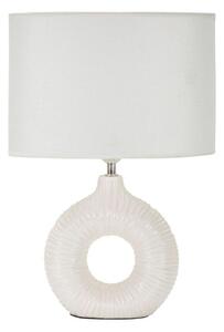 Biała lampa stołowa ceramiczna z tekstylnym kloszem (wysokość 43 cm) Seta – Mauro Ferretti