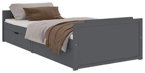 Szare pojedyncze łóżko z szufladami sosnowe 90x200 - Haver
