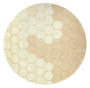 Bawełniany okrągły dywan w kolorze ochry ręcznie tkany odpowiedni do prania ø 140 cm Honeycomb Golden – Lorena Canals