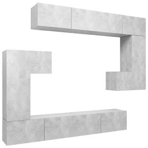 8-częściowy zestaw szafek telewizyjnych, szarość betonu