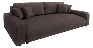 Brązowa sztruksowa rozkładana sofa ze schowkiem 234 cm Sara – Ropez