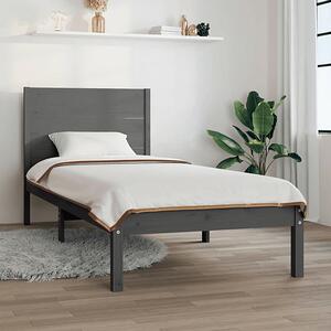 Szare drewniane łóżko pojedyncze 90x200 - Gunar 3X