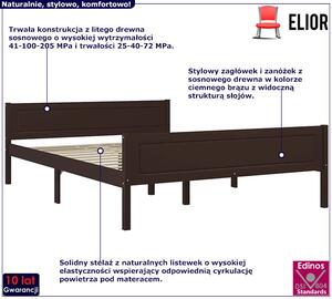 Drewniane klasyczne łóżko ciemny brąz 120x200 - Siran 4X
