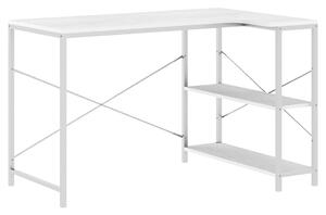 Białe biurko narożne z metalowym stelażem - Sinsiew