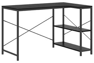 Czarne biurko narożne z metalowym stelażem - Sinsiew