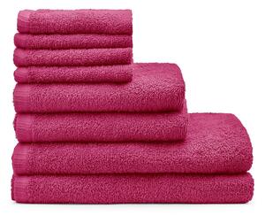 Ciemnoróżowe bawełniane ręczniki zestaw 8 szt. szybkoschnące/frotte Quick Dry – Catherine Lansfield
