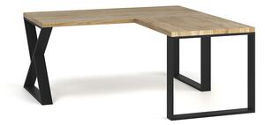 Dębowe loftowe biurko z dostawką 170 x 80 + 70 x 90 - Alix