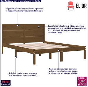Drewniane łóżko w kolorze miodowy brąz 120x200 - Gunar 4X