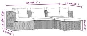 Zestaw Mebli Ogrodowych Komplet Wypoczynkowy Z Poduszkami 4-Częściowy Brązowy Rattan Na Taras Balkon Ogród