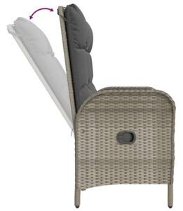 Rozkładana ławka ogrodowa, poduszki, 107 cm, rattan pe, szara