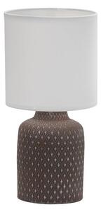 Brązowa lampa stołowa z abażurem z tkaniny - V085-Sanati