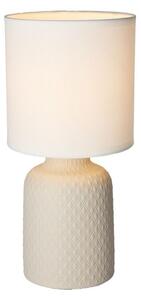 Beżowa lampa stołowa z ceramiczną podstawą - V085-Sanati