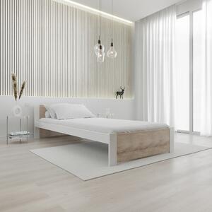 Łóżko IKAROS 90 x 200 cm, białe/dąb sonoma Stelaż: Ze stelażem listwowym elastycznym, Materac: Bez materaca