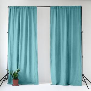 Turkusowa lniana zasłona 140x170 cm Coastal Blue – Linen Tales